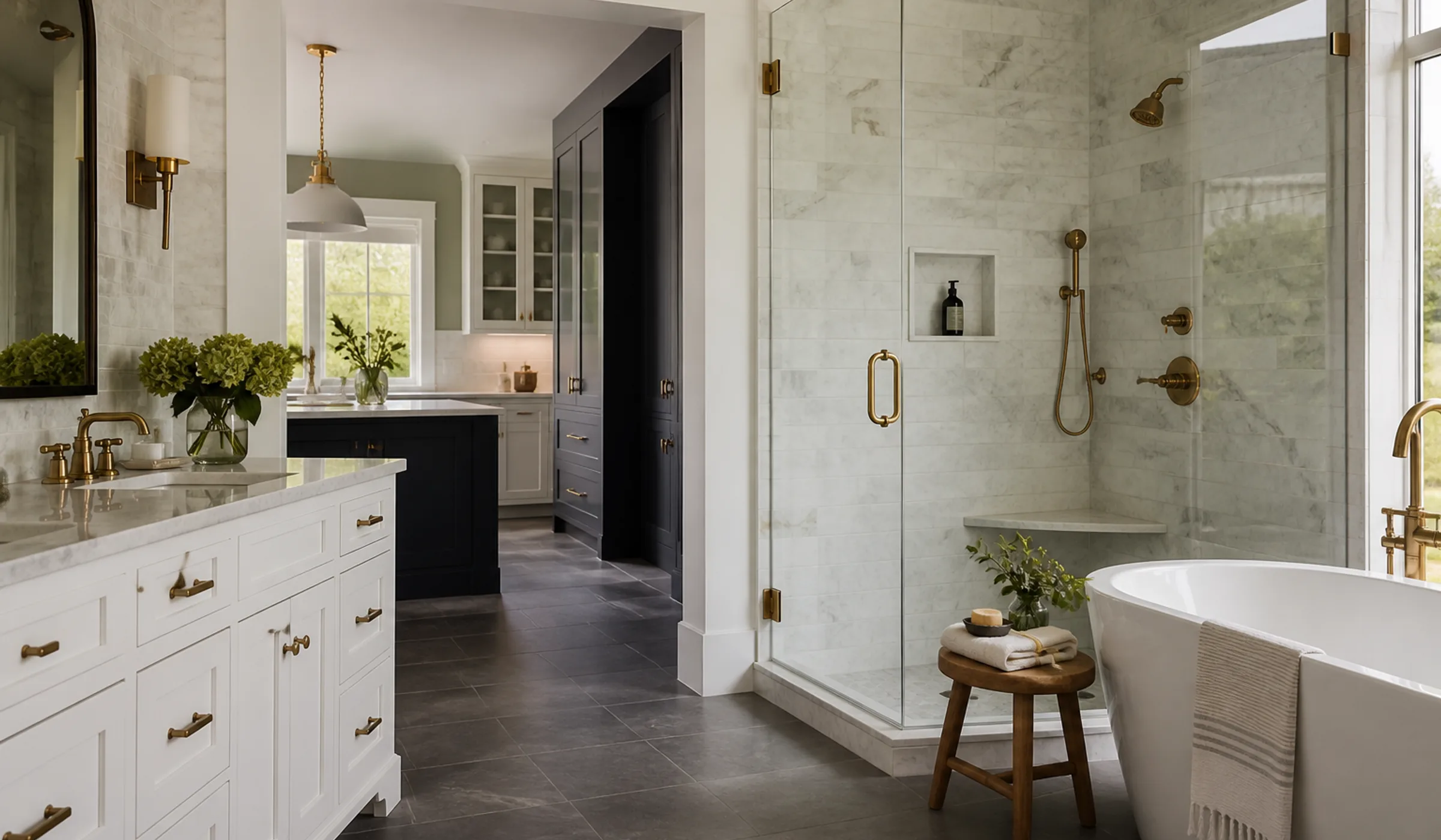 Finished bathroom and kitchen remodel with detailed tile work by AM King Remodeling